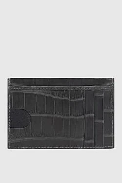 Gray crocodile leather business card holder for men