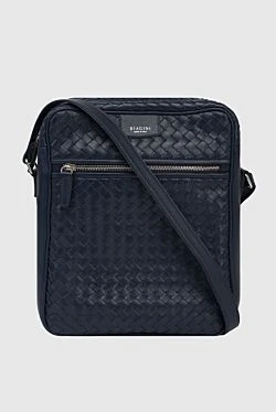 Shoulder bag in calfskin blue for men