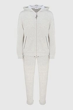 Хлопково-шелковый костюм с капюшоном и лаконичным кроем