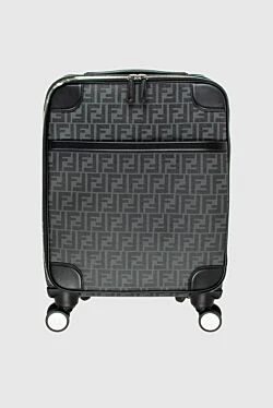 Gray leather suitcase for men