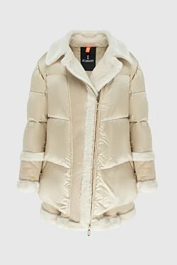 Beige polyamide down jacket for women