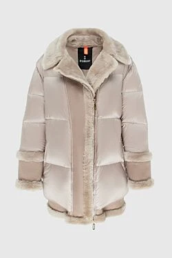 Beige polyamide down jacket for women