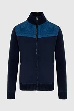 Cashmere cardigan blue for men