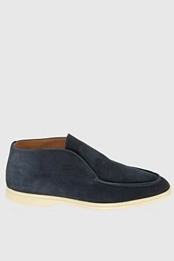 Blue suede loafers for men