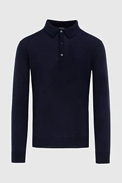 Wool long sleeve polo blue for men