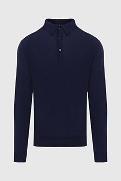 Wool long sleeve polo blue for men