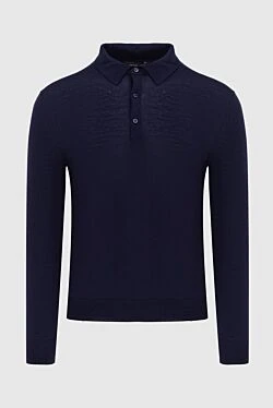 Wool long sleeve polo blue for men