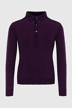 Wool Long Sleeve Polo Violet for men