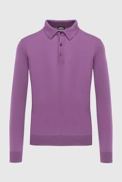 Wool long sleeve polo pink for men