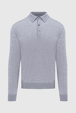 Wool long sleeve polo gray for men