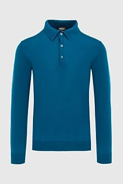 Wool long sleeve polo blue for men