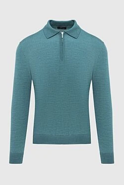 Wool long sleeve polo green for men