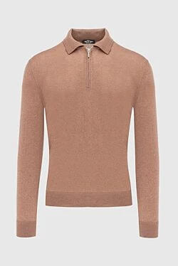 Wool long sleeve polo brown for men