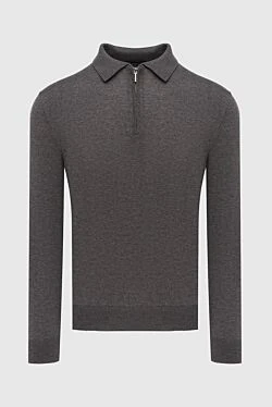 Wool long sleeve polo brown for men