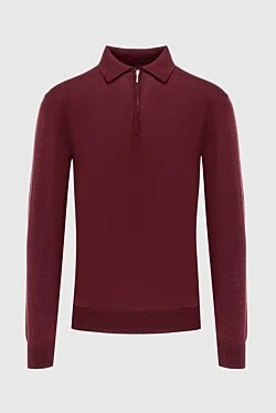 Wool long sleeve polo burgundy for men