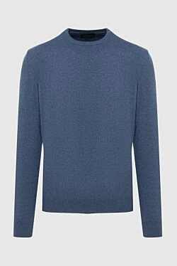 Wool and cashmere jumper blue for men