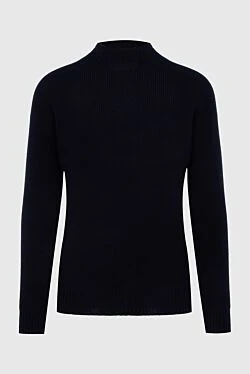 Men's jumper with a high stand-up collar made of wool, black