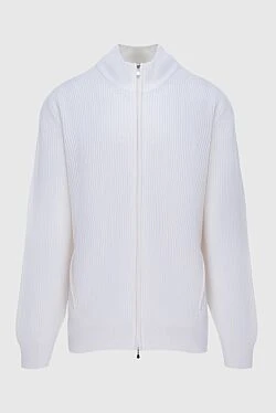 Wool, viscose and cashmere cardigan white for men