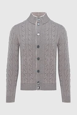 Cardigan made of wool, viscose and cashmere, beige for men