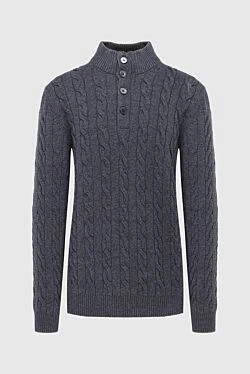 Wool, viscose and cashmere troyer gray for men