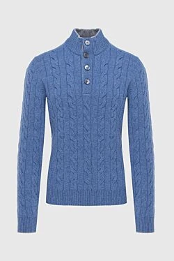 Troyer wool, viscose and cashmere blue for men