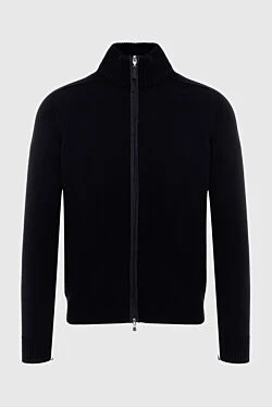 Black wool cardigan for men