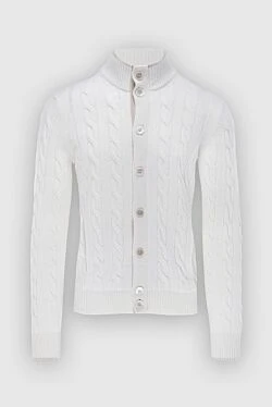 Cashmere white cardigan for men