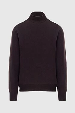 Jumper with stand collar woolen brown for men