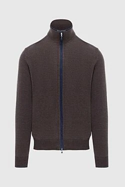 Brown wool cardigan for men