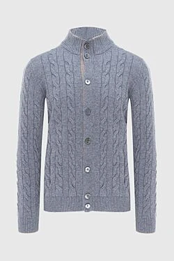 Gray wool cardigan for men