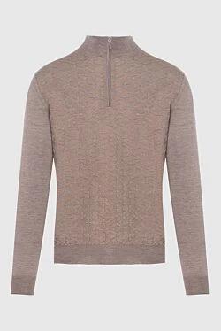 Cashmere and silk troyer beige for men