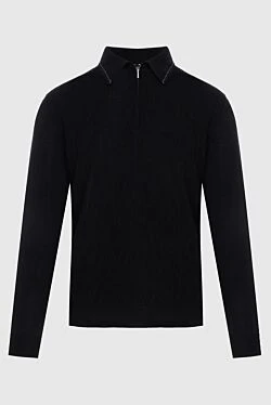 Long Sleeve Polo in Silk and Cashmere black for men