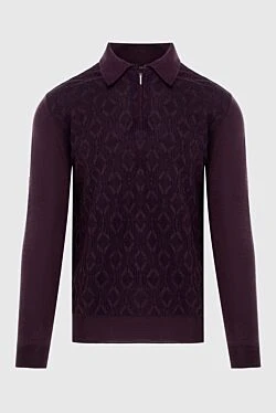 Long Sleeve Polo in Silk and Cashmere Violet for men