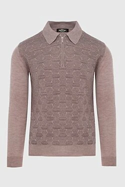 Long Sleeve Polo in Silk and Cashmere Beige for men