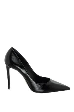 Black leather shoes for women