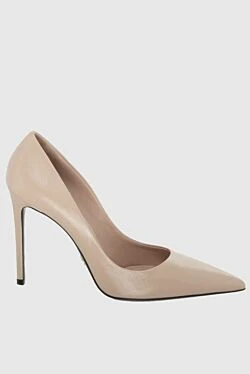 Beige leather shoes for women