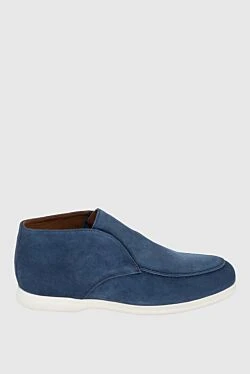 Blue nubuck loafers for men