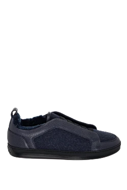 Wool and fur sneakers blue for men