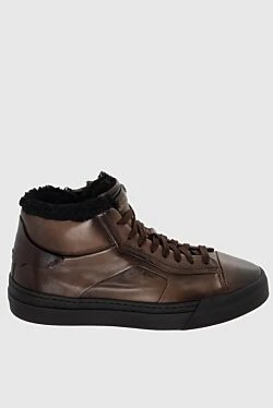 Brown leather boots for men