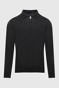 Wool long sleeve polo gray for men