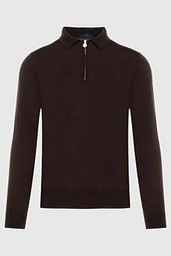 Wool long sleeve polo brown for men