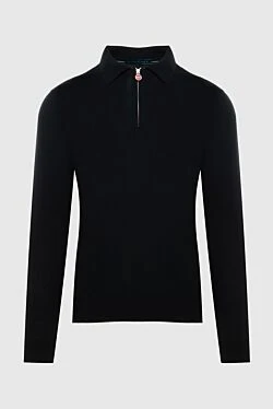 Wool long sleeve polo black for men