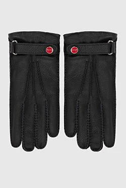 Black leather gloves for men