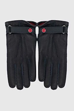 Black leather gloves for men