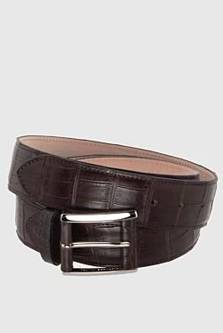 Brown crocodile leather belt for men