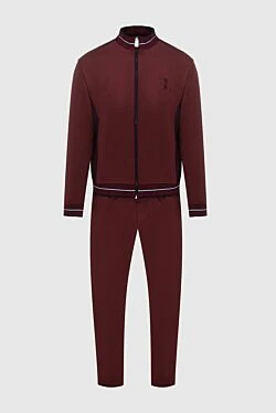 Men's sports suit made of silk and cotton, burgundy