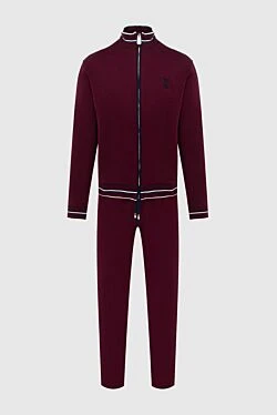 Men's sports suit made of silk and cotton, burgundy