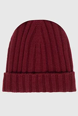 Red cashmere hat for men