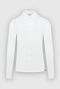 White linen and elastane shirt for men