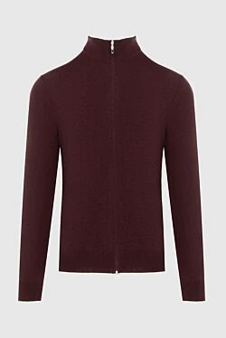 Wool, viscose and cashmere cardigan burgundy for men